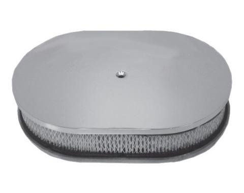 Chevy Air Cleaner, Oval Smooth Polished Aluminum, 12