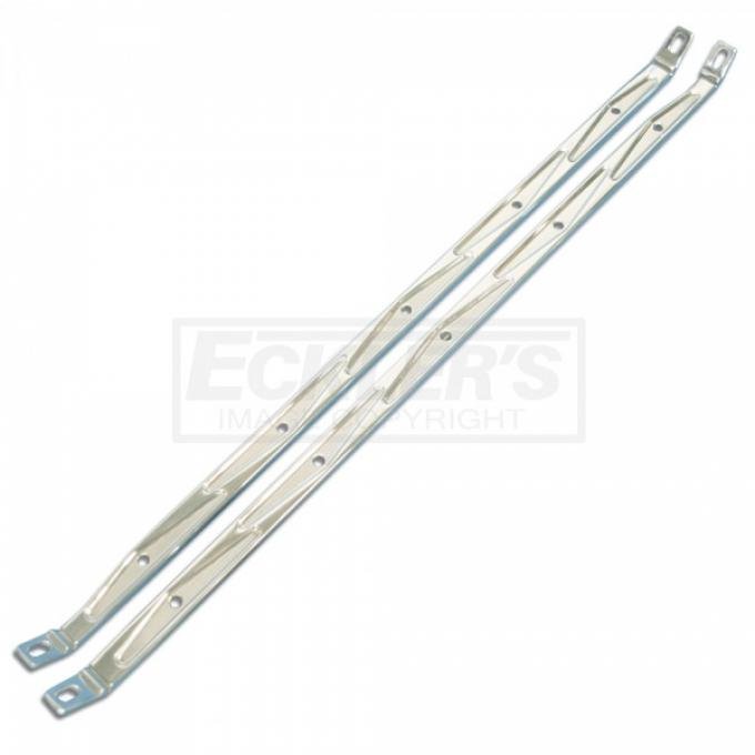 1957 Chevy Hood Brace Supports, Billet Aluminum, Machined Finish, Eddie Motorsports