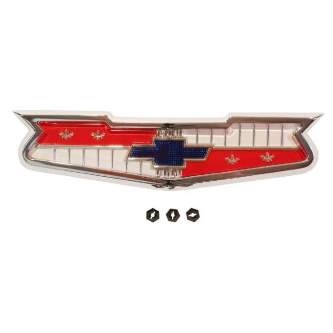 Trim Parts 56 and 58 Full-Size Chevrolet V-8 Hood Emblem Assembly, Each 1304