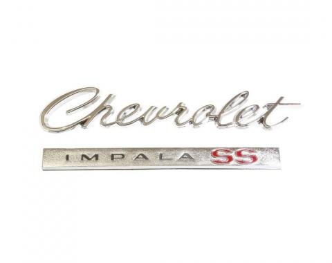 Trim Parts 66 Impala SS Trunk Emblem, Chevrolet Impala SS, 2 pieces, Each 2568