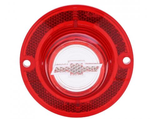 Trim Parts 62 Full-Size Chevrolet Red Back Up Light Lens with Clear Bowtie, Without Trim, Each A2160B