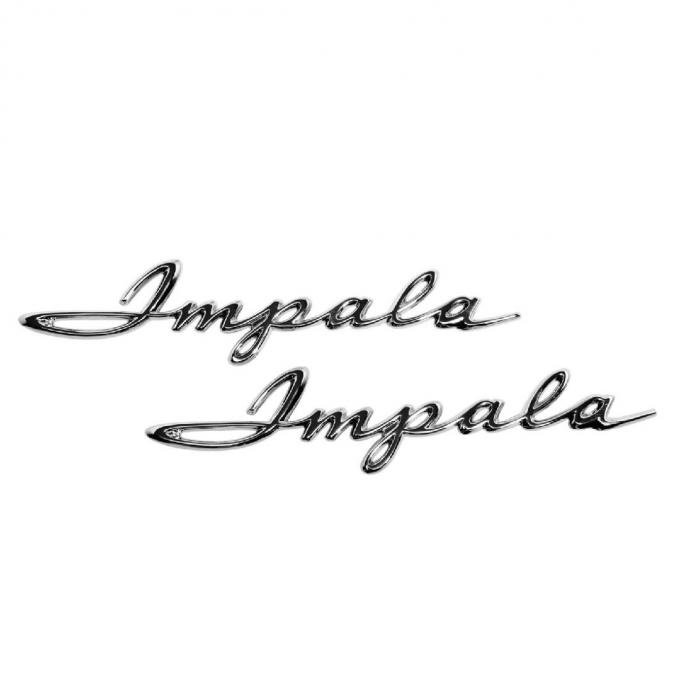 Trim Parts 61 Impala Rear Quarter Script, Impala, Pair 2128