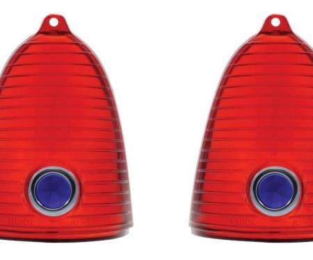 Chevy Taillight Lenses, With Blue Dots, 1955