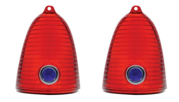 Chevy Taillight Lenses, With Blue Dots, 1955