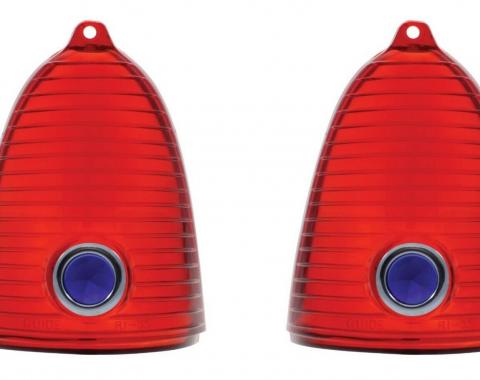Chevy Taillight Lenses, With Blue Dots, 1955