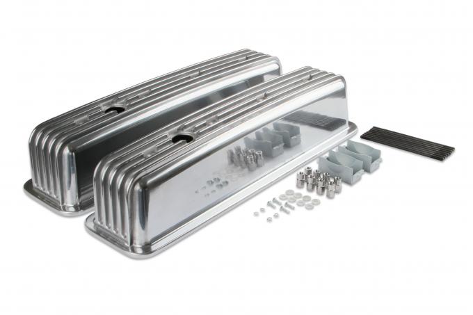 Mr. Gasket Cast Aluminum Ball Milled Center Bolt Valve Covers, Polished 6856G