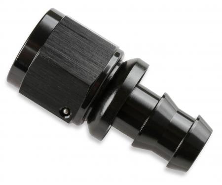 Mr. Gasket -6 an Straight Push-on Hose Ends, Black 200106-BL