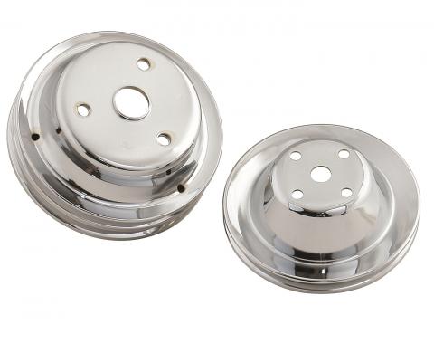 Mr. Gasket Chrome Pulley Set, Single Groove Upper, Double Groove Lower 4962