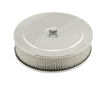 Mr. Gasket Air Cleaner, 9 Inch Diameter X 2-3/4 Inch Tall, Chrome 1487