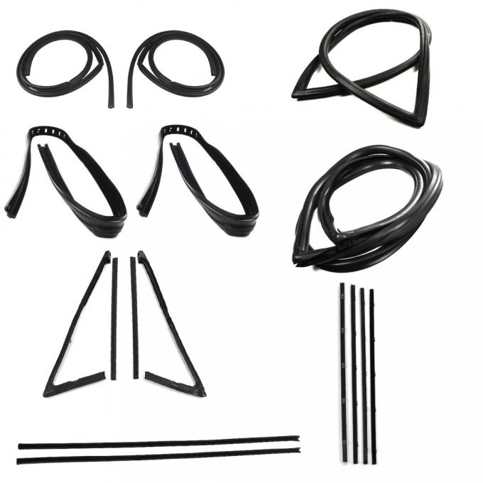 Precision 1968 Chevrolet C20 Pickup Complete Weatherstrip Seal Kit - Models With Weatherstrip Trim Groove, Small Rear Window and Black Beltlines CWK 1114 67 PDS
