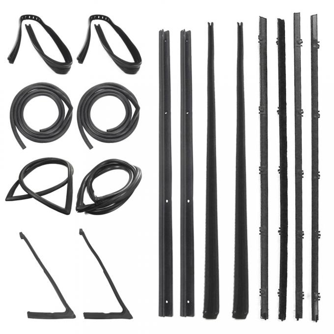 Precision 1968 Chevrolet C30 Pickup Complete Weatherstrip Seal Kit - Models With Weatherstrip Trim Groove, Small Rear Window and Black Beltlines CWK 1114 67