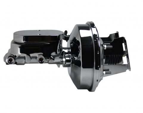 Leed Brakes 9 inch power booster, 1-1/8 inch bore flat top master adjustable valve (Chrome) 4F605