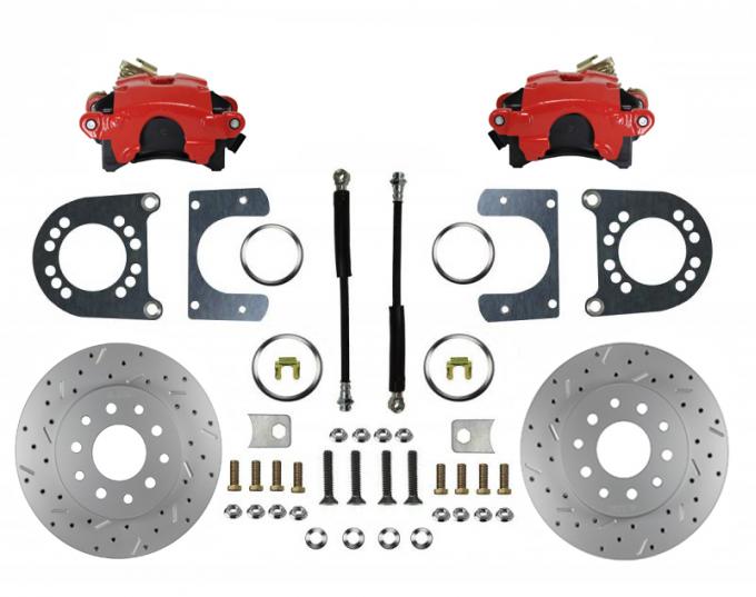 Leed Brakes Rear Disc Brake Kit with Drilled Rotors and Red Powder Coated Calipers RRC1007X