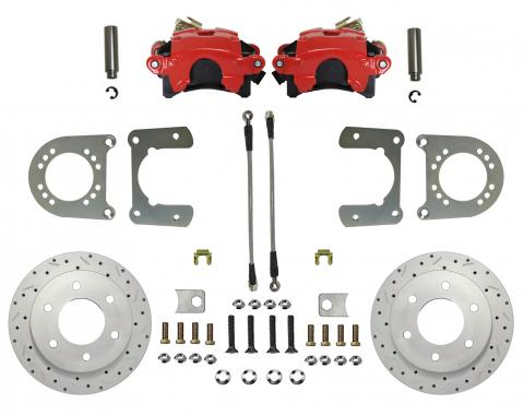 Leed Brakes Rear Disc Brake Kit with Drilled Rotors and Red Powder Coated Calipers RRC6001X