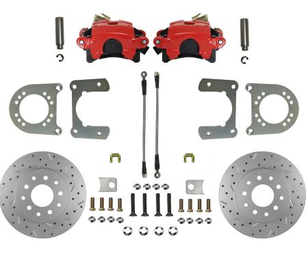Leed Brakes Rear Disc Brake Kit with Drilled Rotors and Red Powder Coated Calipers RRC6002X