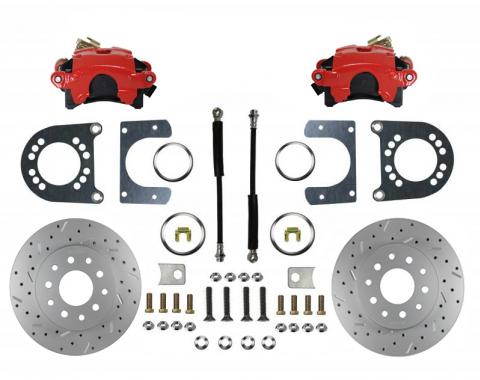 Leed Brakes Rear Disc Brake Kit with Drilled Rotors and Red Powder Coated Calipers RRC1007X