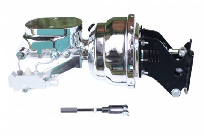Leed Brakes 8 inch dual power booster, 1-1/8 inch bore flat top master disc/disc (Chrome) 796B4