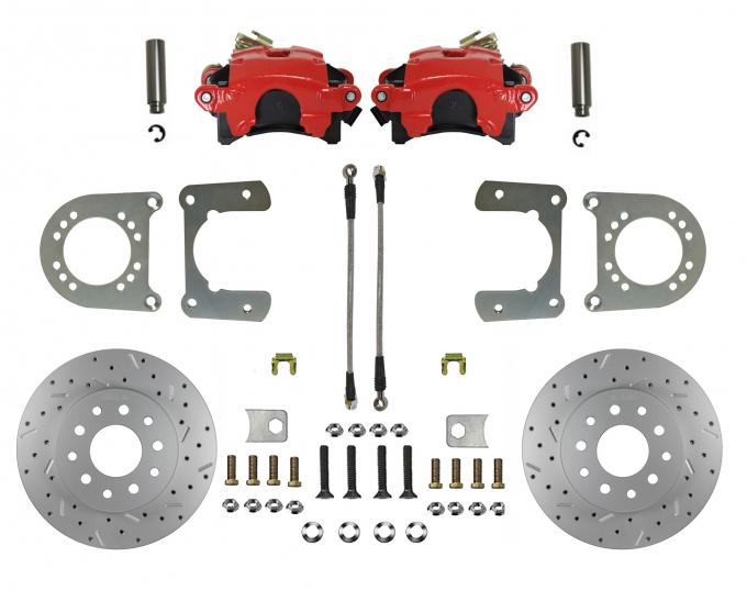 Leed Brakes Rear Disc Brake Kit with Drilled Rotors and Red Powder Coated Calipers RRC6002X