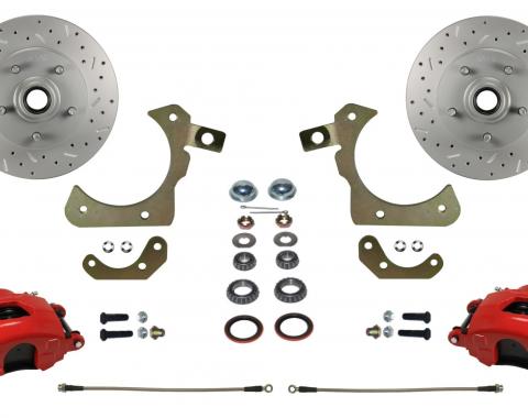 Leed Brakes Spindle Kit with Drilled Rotors and Red Powder Coated Calipers RFC1010SMX