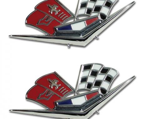 Trim Parts 62-63 Full-Size Chevrolet Front Fender X-Flag, 327/409, Pair 2160