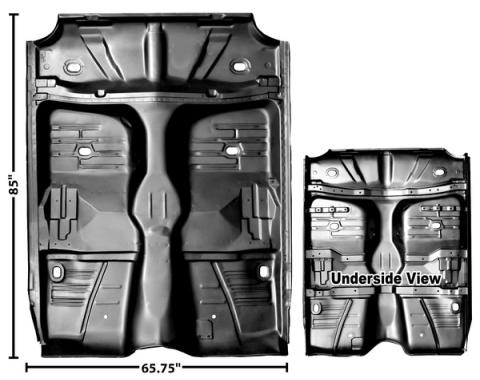 Dynacorn 61-64 Complete Floor/Rear Seat, Inner Rocker Brace 1 Piece 1700GJ