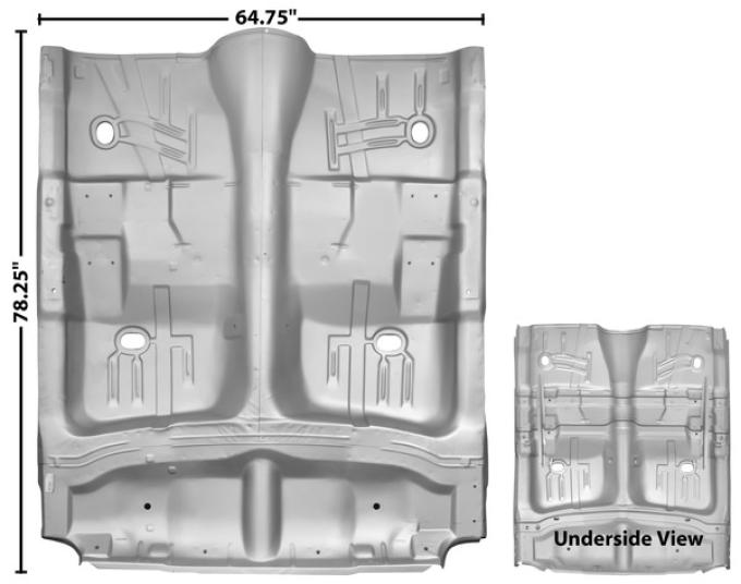 Dynacorn 65-70 Floor Pan Complete 2dr / 4dr w/Rocker and All Under Brace Weld-Thru Primer 1783WT
