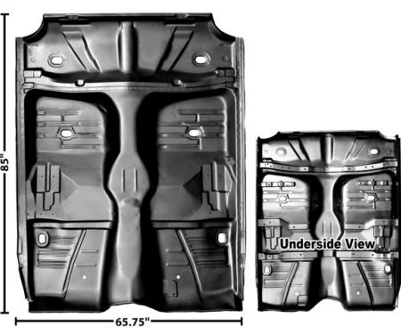 Dynacorn 61-64 Complete Floor/Rear Seat, Inner Rocker Brace 1 Piece 1700GJ