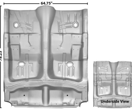 Dynacorn 65-70 Floor Pan Complete 2dr / 4dr w/Rocker and All Under Brace Weld-Thru Primer 1783WT