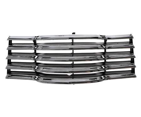 AMD Grille Assembly, Chrome with Black Paintable Bars, 47-53 Chevy Pickup Truck Suburban X150-4047