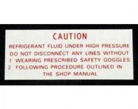 Chevy Factory Air Conditioning Compressor Refrigerant Warning Decal, 1955-1957