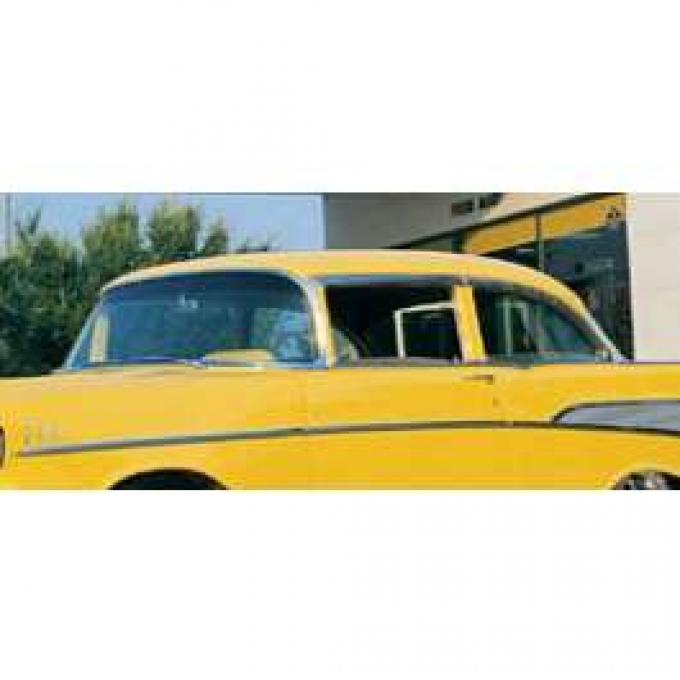 Chevy Door Glass For Vent Window Delete, Tinted, 2-Door Sedan Or Wagon, Delivery, 1955-1957