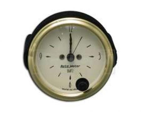 Chevy Custom Clock, Beige Face, With Black Hands, 2-1, 16, AutoMeter, 1955-1957