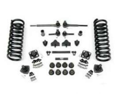 Chevy Front End Rebuild Kit With Original Power Steering, Urethane Bushings & 2 Lowering Springs, 1955-1957