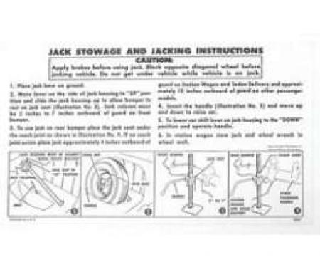 Chevy Jack Stowage & Jacking Instructions Sheet, 1956