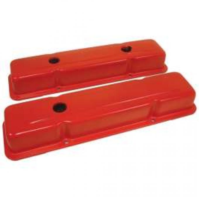 Chevy Small Block Valve Covers, OEM Style, Orange, 1958-1986