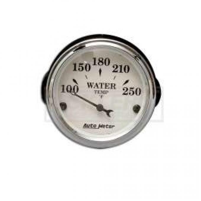 Chevy Custom Water Temperature Gauge, White Face, With Black Vintage Needle, AutoMeter, 1955-1957