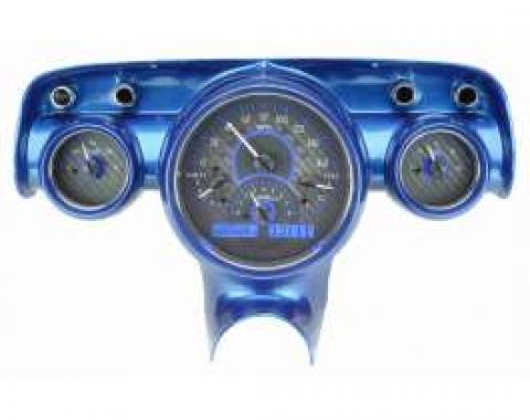 Chevy Analog Dash Gauges, Dakota Digital, Carbon Fiber With Blue Display, 1957