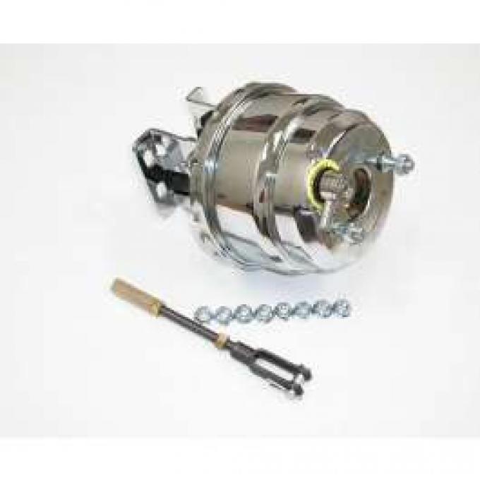 Chevy Power Brake Booster Kit, 7, Dual Diaphragm, Chrome, 1955-1957