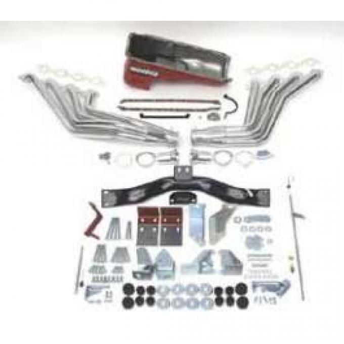 Chevy Big Block Mark IV Installation Kit, Deluxe, Manual Transmission, With Silver Ceramic Coated Headers, 1955-1957