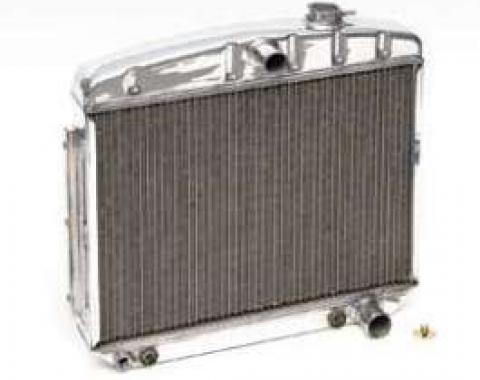 Chevy Radiator, Polished Aluminum, V8 Position, Griffin HP Series, 1955-1957