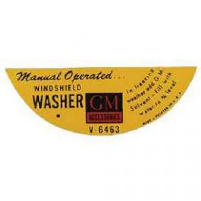 Chevy Windshield Washer Jar Decal, Manual, 1955-1957