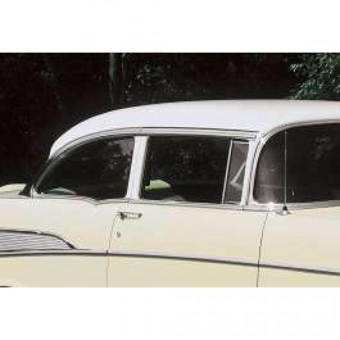 Chevy Side Glass Set, Installed In Lower Channels, Tinted, 2-Door Sedan, 1955-1957