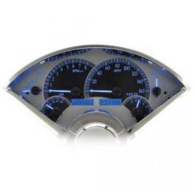 Chevy Analog Dash Gauges, Dakota Digital, Silver With Blue Display, 1955-1956