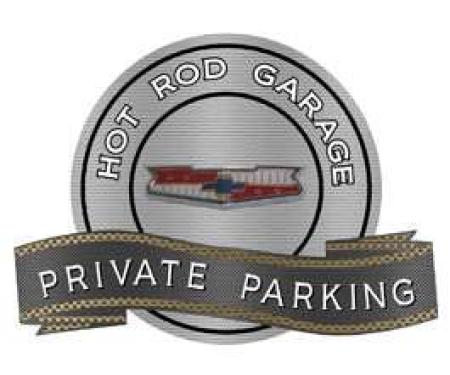 Chevy Tri-5 Emblem Hot Rod Garage Private Parking Metal Sign, 18 X 14