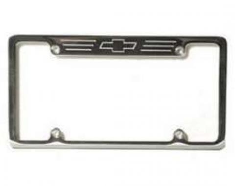 Chevy License Plate Frame, Billet Aluminum, With Bowtie Logo, 1955-1957