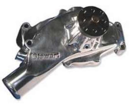 Chevy Water Pump, Polished Aluminum, Stewart Hi-Flo, Big Block Short, 1955-1957