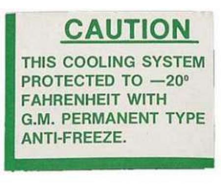 Chevy Radiator Coolant Decal, 1955-1957