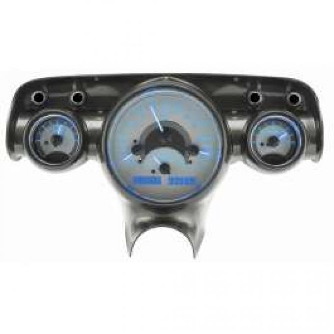 Chevy Analog Dash Gauges, Dakota Digital, Silver With Blue Display, 1957