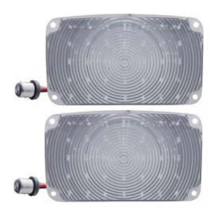 Chevy LED Parking Lights, Front, Plug-In, With Clear Lenses, 1956