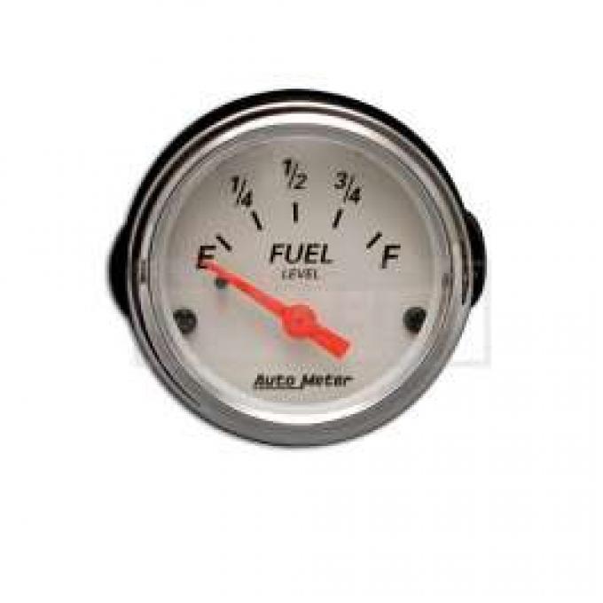 Chevy Custom Fuel Gauge, With White Face & Orange Needles, AutoMeter, 1955-1957